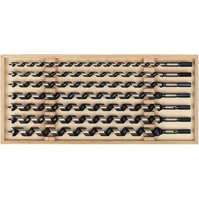 Fisch, Bohrereinsatz, Schlangenbohrer-Kassette Länge 460 mm 7-teilig in Holzkassette (12, 14, 16, 18, 20, 22, 24) Fisch, Bohrereinsatz, Schlangenbohrer-Kassette Länge 460 mm 7-teilig in Holzkassette (12, 14, 16, 18, 20, 22, 24)