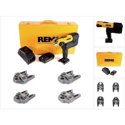 Rems, Presswerkzeug, Akku-Press 22V ACC + 1x Akku 2,5Ah + Schnellladegerät + Pressbacken Presszangen Standard M15,18 (Rohrpresse) Rems, Presswerkzeug, Akku-Press 22V ACC + 1x Akku 2,5Ah + Schnellladegerät + Pressbacken Presszangen Standard M15,18 (Rohrpresse)