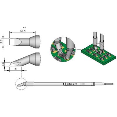 JBC Lötspitze Serie C420, C420272/2,6 mm, für Chip-Komponenten (Lötspitze), Lötgerät Zubehör JBC Lötspitze Serie C420, C420272/2,6 mm, für Chip-Komponenten (Lötspitze), Lötgerät Zubehör