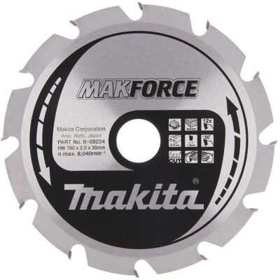 Makita, Sägeblatt, B-08224 HM-Säge 190X2X30mm 20° T12 für MAKFORCE Handkreissägen Makita, Sägeblatt, B-08224 HM-Säge 190X2X30mm 20° T12 für MAKFORCE Handkreissägen