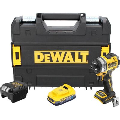 DeWalt, Bohrmaschine + Akkuschrauber, DCF 860 E1T Akku Schlagschrauber 18 V 282 Nm 1/4" Brushless + 1x Powerstack Akku 1,7 Ah + (Schlagschrauber) DeWalt, Bohrmaschine + Akkuschrauber, DCF 860 E1T Akku Schlagschrauber 18 V 282 Nm 1/4" Brushless + 1x Powerstack Akku 1,7 Ah + (Schlagschrauber)