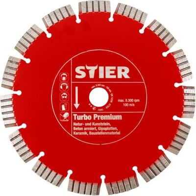 Stier, Sägeblatt, Diamanttrennscheibe Turbo Premium Ø300 mm Bohrung 20 mm Stier, Sägeblatt, Diamanttrennscheibe Turbo Premium Ø300 mm Bohrung 20 mm