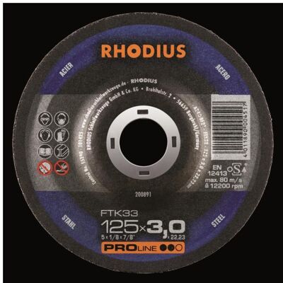 Rhodius, Sägeblatt, Trennscheiben FTK 33 200891 125x3,0x22,23 Stah Rhodius, Sägeblatt, Trennscheiben FTK 33 200891 125x3,0x22,23 Stah