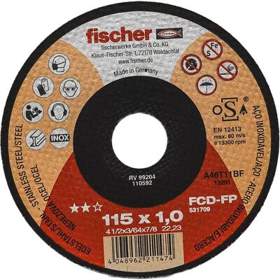 Fischer, Sägeblatt, Trennscheibe FP 1,0/115 flach Inox Fischer, Sägeblatt, Trennscheibe FP 1,0/115 flach Inox