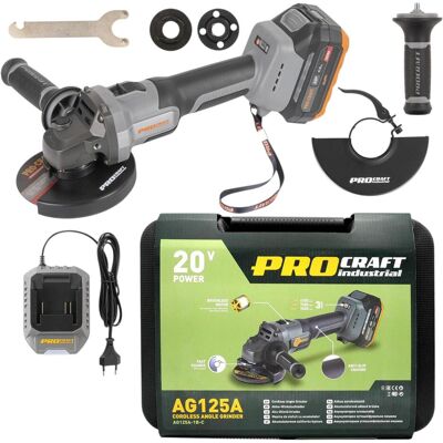Procraft, Winkelschleifer, Industrial AG125A Akku Winkelschleifer 20 V 125 mm Brushless + 1x Akku 4,0 Ah + Ladegerät (125 mm) Procraft, Winkelschleifer, Industrial AG125A Akku Winkelschleifer 20 V 125 mm Brushless + 1x Akku 4,0 Ah + Ladegerät (125 mm)
