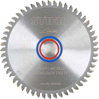 Stier, Sägeblatt, Profi Kreissägeblatt Metall 160x2,2x20 52TF -5° neg. Spanwinkel Stier, Sägeblatt, Profi Kreissägeblatt Metall 160x2,2x20 52TF -5° neg. Spanwinkel