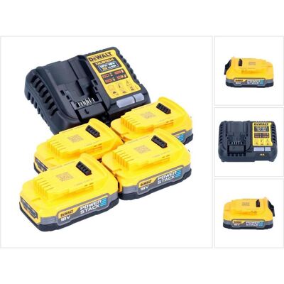 DeWalt, Werkzeugakku + Ladegerät, DCB 1104 E4 Akku Starter Set 12 V / 18 V 4x Powerstack Akku 1,7 Ah + DCB 1104 Ladegerät (18 V) DeWalt, Werkzeugakku + Ladegerät, DCB 1104 E4 Akku Starter Set 12 V / 18 V 4x Powerstack Akku 1,7 Ah + DCB 1104 Ladegerät (18 V)