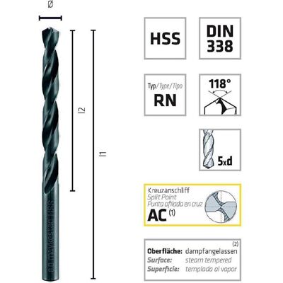 Alpen Modell 0060100215100 Spiralbohrer - 2,15mm - 53mm - DIN 338 Alpen Modell 0060100215100 Spiralbohrer - 2,15mm - 53mm - DIN 338