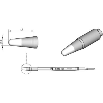 JBC Lötspitze Serie C245, Rundform, C245107/Ø 3,0 mm, gerade, High Thermal, Lötgerät Zubehör JBC Lötspitze Serie C245, Rundform, C245107/Ø 3,0 mm, gerade, High Thermal, Lötgerät Zubehör