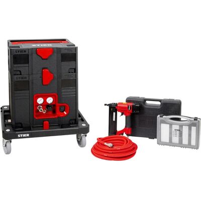 Stier, Kompressor, Systainer-Kompressor-Set inkl. Systainer II T-Loc, Rollbrett + Druckluftnagler 6-teilig (6 l, 8 Bar) Stier, Kompressor, Systainer-Kompressor-Set inkl. Systainer II T-Loc, Rollbrett + Druckluftnagler 6-teilig (6 l, 8 Bar)