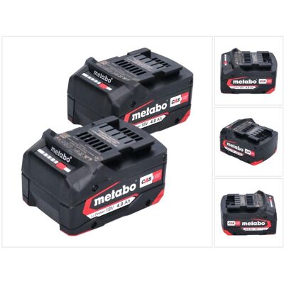 Metabo, Werkzeugakku + Ladegerät, Akku Set 2x Li-Power Akkupack 18 V 4,0 Ah CAS Li-Ion ( 2x 625027000 ) mit Ladestandsanzeige (18 V) Metabo, Werkzeugakku + Ladegerät, Akku Set 2x Li-Power Akkupack 18 V 4,0 Ah CAS Li-Ion ( 2x 625027000 ) mit Ladestandsanzeige (18 V)