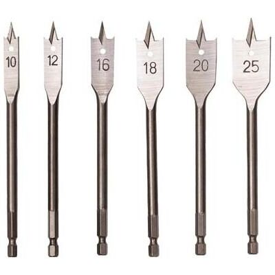 Haushalt, Bohrereinsatz, FLAT WOOD DRILL SET TIN 6PCS 10-25MM (10 Millimeter, 12 Millimeter, 16 Millimeter, 18 Millimeter, 25 Millimeter, bis 20 Millimeter) Haushalt, Bohrereinsatz, FLAT WOOD DRILL SET TIN 6PCS 10-25MM (10 Millimeter, 12 Millimeter, 16 Millimeter, 18 Millimeter, 25 Millimeter, bis 20 Millimeter)