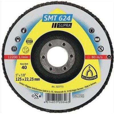 Klingspor, Schleifmittel, FÄCHERRAD EDELSTAHL KONVEX 125mm P 60 SMT624 SUPRA KONVEX 10 + 2St. (P60) Klingspor, Schleifmittel, FÄCHERRAD EDELSTAHL KONVEX 125mm P 60 SMT624 SUPRA KONVEX 10 + 2St. (P60)