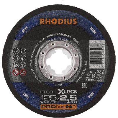Rhodius, Sägeblatt, FT33 X-LOCK, 25 Stück Freihandtrennscheibe 125 x 2.5 x 22.23 mm, Form 41, PROline, Made in Germany Rhodius, Sägeblatt, FT33 X-LOCK, 25 Stück Freihandtrennscheibe 125 x 2.5 x 22.23 mm, Form 41, PROline, Made in Germany