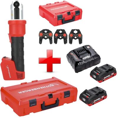 Rothenberger, Presswerkzeug, ROMAX NANO Akku Pressmaschine 18 V 34 kN CAS + 2x LiHD Akku 4,0 Ah + Ladegerät + 3 (Rohrpresse) Rothenberger, Presswerkzeug, ROMAX NANO Akku Pressmaschine 18 V 34 kN CAS + 2x LiHD Akku 4,0 Ah + Ladegerät + 3 (Rohrpresse)