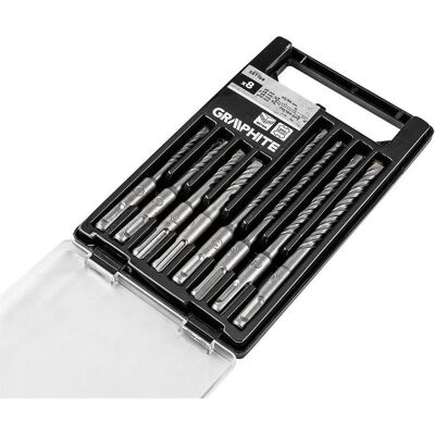 Graphite, Bohrereinsatz, SDS Plus Betonbohrer-Set mit Doppelspirale 5 x 6 x 8 x 10 x 110 mm, 5 x 6 x 8 x 10 x 160 m (10 Millimeter, 5 Millimeter, 6 Millimeter, 8 Millimeter) Graphite, Bohrereinsatz, SDS Plus Betonbohrer-Set mit Doppelspirale 5 x 6 x 8 x 10 x 110 mm, 5 x 6 x 8 x 10 x 160 m (10 Millimeter, 5 Millimeter, 6 Millimeter, 8 Millimeter)