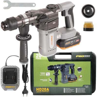 Procraft, Bohrmaschine + Akkuschrauber, Industrial HD20A Akku Bohrhammer 20 V 3,8 J Brushless + 1x Akku 4,0 Ah + Ladegerät + Procraft, Bohrmaschine + Akkuschrauber, Industrial HD20A Akku Bohrhammer 20 V 3,8 J Brushless + 1x Akku 4,0 Ah + Ladegerät +