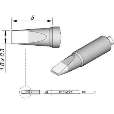 JBC Lötspitze Serie C115, Meisselform, C115222/1,6 x 0,3 mm, gerade, High Thermal, Lötgerät Zubehör JBC Lötspitze Serie C115, Meisselform, C115222/1,6 x 0,3 mm, gerade, High Thermal, Lötgerät Zubehör
