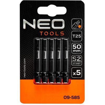 Neo Tools, Bits, Screwdriver nozzle (Impact nozzles S2, 50 mm, T25 - 5 pcs.) Neo Tools, Bits, Screwdriver nozzle (Impact nozzles S2, 50 mm, T25 - 5 pcs.)