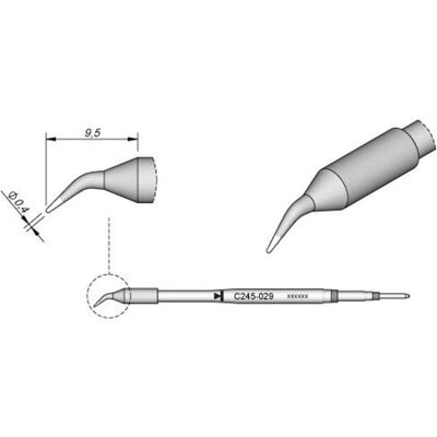 JBC Lötspitze Serie C245, Rundform, C245029/Ø 0,4 mm, gebogen (Lötspitze), Lötgerät Zubehör JBC Lötspitze Serie C245, Rundform, C245029/Ø 0,4 mm, gebogen (Lötspitze), Lötgerät Zubehör