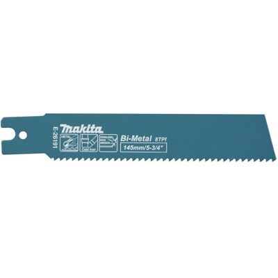 Makita, Sägeblatt, BIM-Säbelsägeblatt 145 x 1,6 mm, 8 Zähne/Zahnreihe, für Metall, Gusseisen, Edelstahl / 5 Stück Makita, Sägeblatt, BIM-Säbelsägeblatt 145 x 1,6 mm, 8 Zähne/Zahnreihe, für Metall, Gusseisen, Edelstahl / 5 Stück