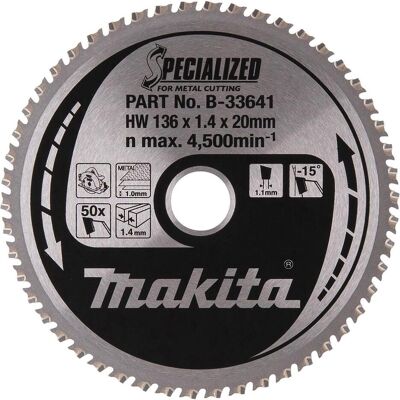 Makita, Sägeblatt, SPECIALIZED Kreissägeblatt Ø 136x20x50Z Makita, Sägeblatt, SPECIALIZED Kreissägeblatt Ø 136x20x50Z