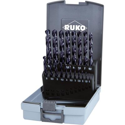 Ruko, Bohrereinsatz, Spiralbohrer-Satz DIN 338 Typ VA, HSSE-Co 8 TiAlN in Kunststoffkassette - 19 tlg. (1.0 mm bis 10.0 mm) Ruko, Bohrereinsatz, Spiralbohrer-Satz DIN 338 Typ VA, HSSE-Co 8 TiAlN in Kunststoffkassette - 19 tlg. (1.0 mm bis 10.0 mm)