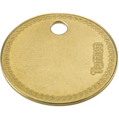 Kukko Werkzeugmarke Messing rund 27 mm gelocht Kukko Werkzeugmarke Messing rund 27 mm gelocht