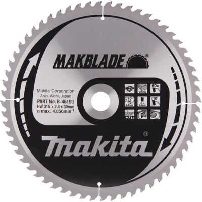 Makita, Sägeblatt, Kreissägeblatt MAKBLADE TCT TCT • 315 x 30 mm • 60 Zähne • Holz Makita, Sägeblatt, Kreissägeblatt MAKBLADE TCT TCT • 315 x 30 mm • 60 Zähne • Holz