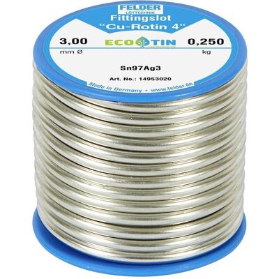 Felder Lottechnik Felder Löttechnik Cu-Rotin 4 Lötzinn Spule, bleifrei Sn97Ag3 250 g 3 mm, Lötgerät Zubehör Felder Lottechnik Felder Löttechnik Cu-Rotin 4 Lötzinn Spule, bleifrei Sn97Ag3 250 g 3 mm, Lötgerät Zubehör