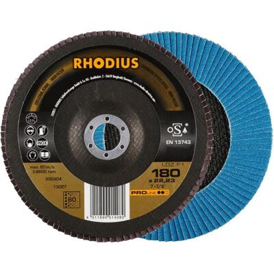 Rhodius, Schleifmittel, PROline LGZ F1 Fächerschleifscheibe 180 x 22,23 mm K60 (60) Rhodius, Schleifmittel, PROline LGZ F1 Fächerschleifscheibe 180 x 22,23 mm K60 (60)