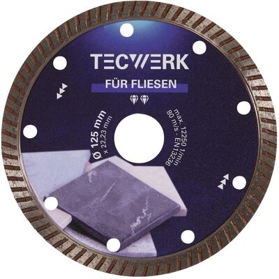 Tecwerk, Sägeblatt, Diamanttrennscheibe FLIESEN PRO T Ø 125 mm Bohrung 22,23 mm Segmenthöhe 7 mm Segmentstärke 1,6 mm... Tecwerk, Sägeblatt, Diamanttrennscheibe FLIESEN PRO T Ø 125 mm Bohrung 22,23 mm Segmenthöhe 7 mm Segmentstärke 1,6 mm...