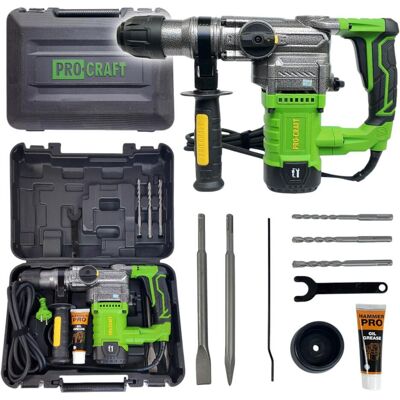 Procraft, Bohrmaschine + Akkuschrauber, BH1300 Kombihammer 1050 Watt 4,5 J SDS plus + Koffer (Bohrhammer) Procraft, Bohrmaschine + Akkuschrauber, BH1300 Kombihammer 1050 Watt 4,5 J SDS plus + Koffer (Bohrhammer)