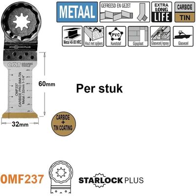 CMT, Sägeblatt, OMF237-X1 Multitool Sägeblatt Edelstahl mit Feinschnitt 32 mm 1 Stück CMT, Sägeblatt, OMF237-X1 Multitool Sägeblatt Edelstahl mit Feinschnitt 32 mm 1 Stück