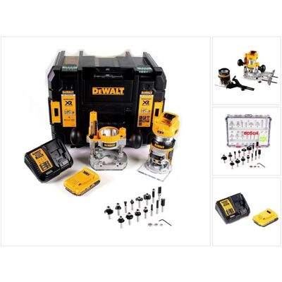 DeWalt, Fräse, DCW 604 D1 Akku Kombifräse 18V 55mm + 1x Akku 2,0 Ah + 1x Schnellladegerät + Bosch 18 teilige (Oberfräse) DeWalt, Fräse, DCW 604 D1 Akku Kombifräse 18V 55mm + 1x Akku 2,0 Ah + 1x Schnellladegerät + Bosch 18 teilige (Oberfräse)