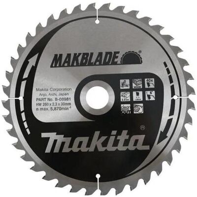 Makita, Sägeblatt, CIRCULAR SAW BLADE 260X30X2.3Z-40 Makita, Sägeblatt, CIRCULAR SAW BLADE 260X30X2.3Z-40