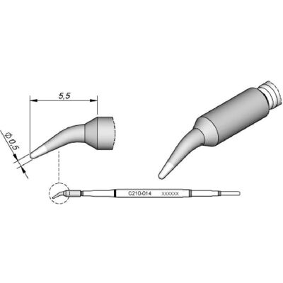 JBC Lötspitze Serie C210, Rundform, C210014/Ø 0,5 mm, gebogen (Lötspitze), Lötgerät Zubehör JBC Lötspitze Serie C210, Rundform, C210014/Ø 0,5 mm, gebogen (Lötspitze), Lötgerät Zubehör