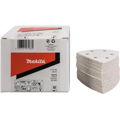 Makita, Schleifmittel, P-42793 Schleifblatt 94 x 94 K80 Weiss Klettverschluss 50 Stück Makita, Schleifmittel, P-42793 Schleifblatt 94 x 94 K80 Weiss Klettverschluss 50 Stück