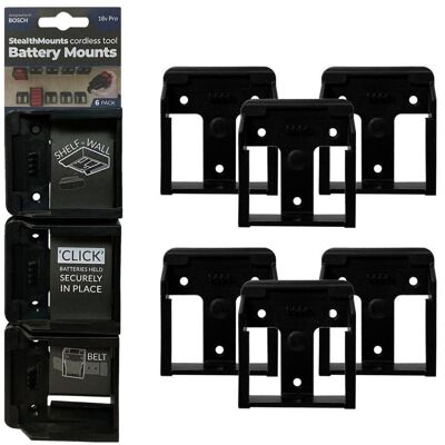 StealthMounts, Werkzeugwand, BM-BO18-6 Schwarze Akkuhalter für Bosch 18v (6er Pack) StealthMounts, Werkzeugwand, BM-BO18-6 Schwarze Akkuhalter für Bosch 18v (6er Pack)