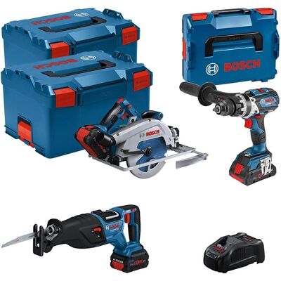 Bosch Professional, Elektrowerkzeug Set, Combo Kit Set mit 3x 18V: GSB 18V-110C/GKS 18V-68GC /GSA 18V-28 /3 x Akku Bosch Professional, Elektrowerkzeug Set, Combo Kit Set mit 3x 18V: GSB 18V-110C/GKS 18V-68GC /GSA 18V-28 /3 x Akku