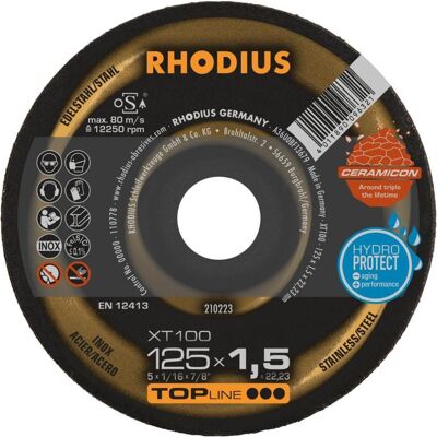 Rhodius, Sägeblatt, TOPline XT100 EXTENDED Extradünne Trennscheibe 125 x 1,5 x 22,23 mm Rhodius, Sägeblatt, TOPline XT100 EXTENDED Extradünne Trennscheibe 125 x 1,5 x 22,23 mm