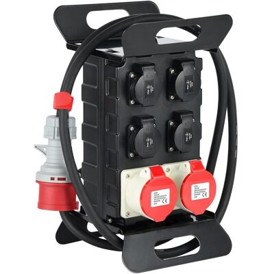 Electraline, Baustromverteiler, 60428 Portable Power Distributor with Safety Differential Switch Black 20m (6x, CEE 16/5) Electraline, Baustromverteiler, 60428 Portable Power Distributor with Safety Differential Switch Black 20m (6x, CEE 16/5)
