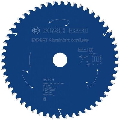 Bosch Professional Zubehör, Sägeblatt, Blau Zubehör 2608902120 EXPERT Kreissägeblatt Aluminium kabellos 165 x 1,8/1,3 x 20 mm T54 Bosch Professional Zubehör, Sägeblatt, Blau Zubehör 2608902120 EXPERT Kreissägeblatt Aluminium kabellos 165 x 1,8/1,3 x 20 mm T54