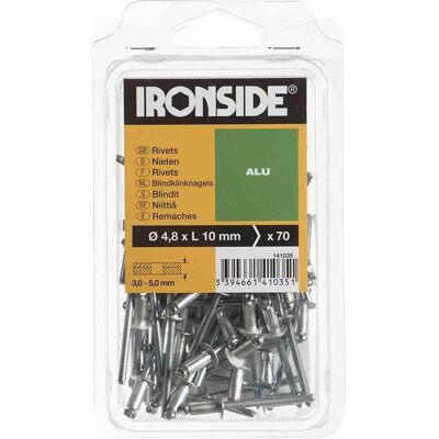 Ironside, Nieten, Blindnieten 4,8 x 10 mm Aluminium, Verpackungsinhalt: 70 Stück Ironside, Nieten, Blindnieten 4,8 x 10 mm Aluminium, Verpackungsinhalt: 70 Stück