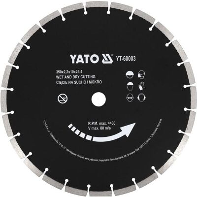 Yato, Sägeblatt, Diamanttrennscheibe - 24T - Ø 350mm - Für Betonsägen aller Marken Yato, Sägeblatt, Diamanttrennscheibe - 24T - Ø 350mm - Für Betonsägen aller Marken
