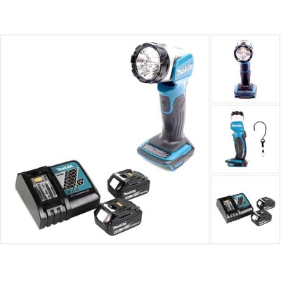 Makita, Arbeitsleuchte, BML 802 RG Akku Lampe für 14,4 und 18V Akkus + 2x Akku 6,0 Ah + Ladegerät Makita, Arbeitsleuchte, BML 802 RG Akku Lampe für 14,4 und 18V Akkus + 2x Akku 6,0 Ah + Ladegerät