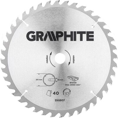 Graphite, Sägeblatt, Graphit-Kreissägeblatt 315x30mm, 40 Zähne - 55H607 Graphite, Sägeblatt, Graphit-Kreissägeblatt 315x30mm, 40 Zähne - 55H607