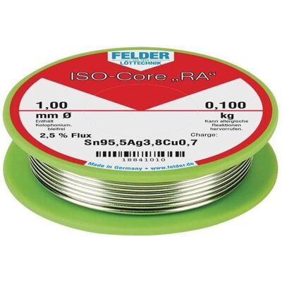 FELDER Bleifreier Lötzinn 1mm 100g Sn95.5Ag3.8Cu0.7 FELDER Bleifreier Lötzinn 1mm 100g Sn95.5Ag3.8Cu0.7