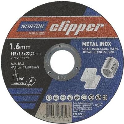 Symantec Norton Clipper, Sägeblatt, Trennscheibe D115x1,6mm Typ 41 Metall Symantec Norton Clipper, Sägeblatt, Trennscheibe D115x1,6mm Typ 41 Metall