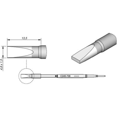 JBC Lötspitze Serie C245 Meisselform, C245708/4,8 x 1,5 mm, gerade, Lötgerät Zubehör JBC Lötspitze Serie C245 Meisselform, C245708/4,8 x 1,5 mm, gerade, Lötgerät Zubehör